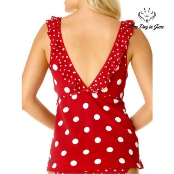Liz Claiborne Dots Tankini Top Size S - Picture 2 of 3
